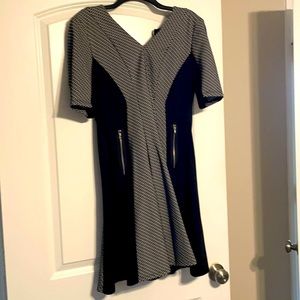 Black and white business dress.